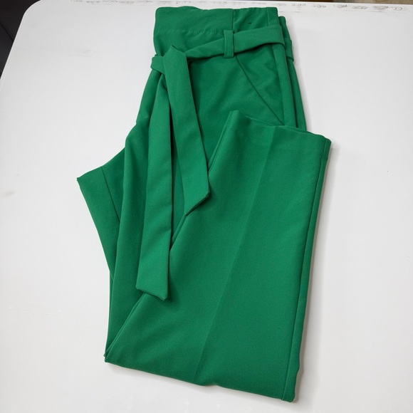 7Th Avenue Design Studio Pants - 7th Avenue New York Green Belted Trousers Size 12 Average